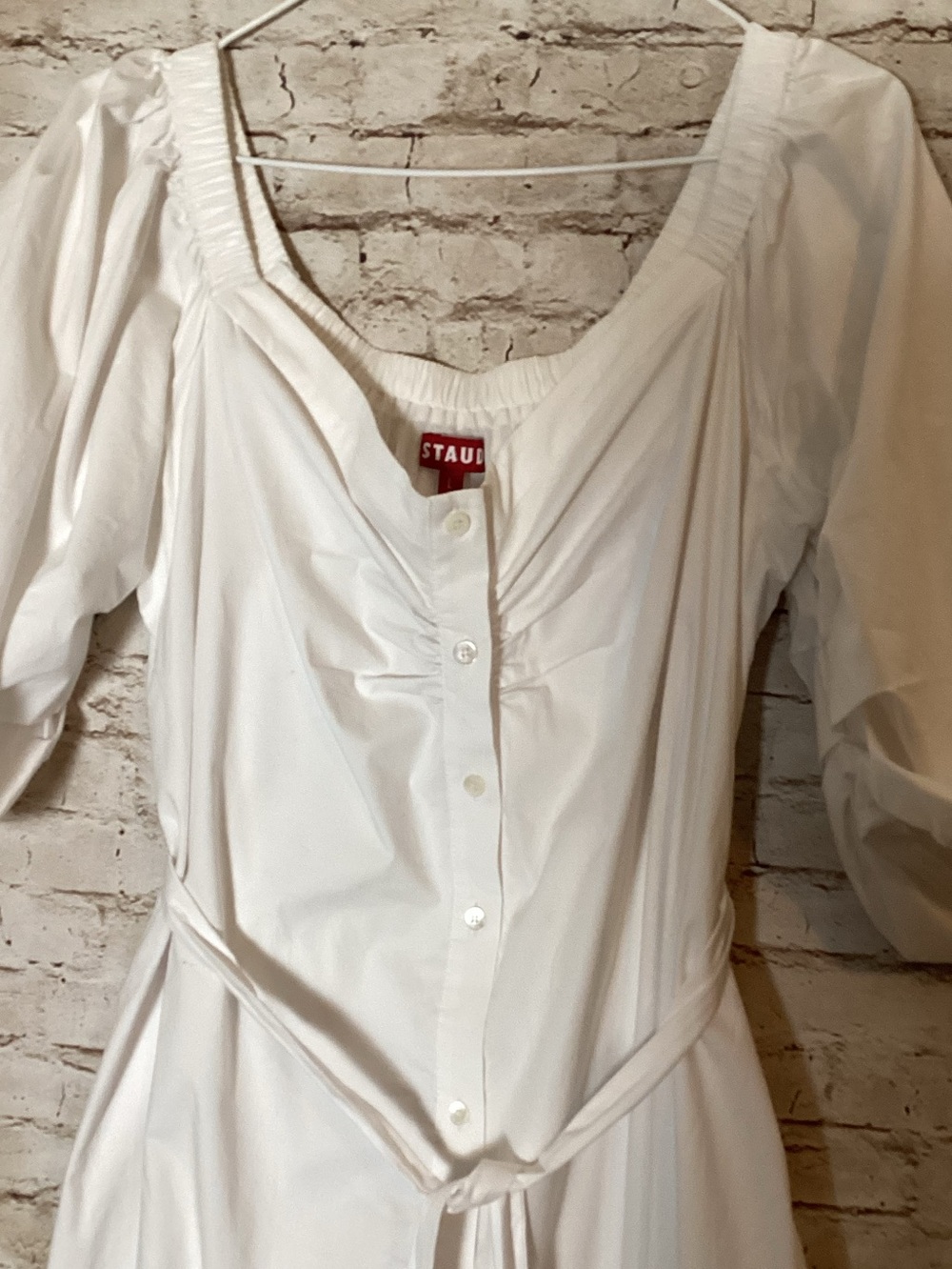 Staud white Reese off shoulder Poplin dress - Picture 8 of 9